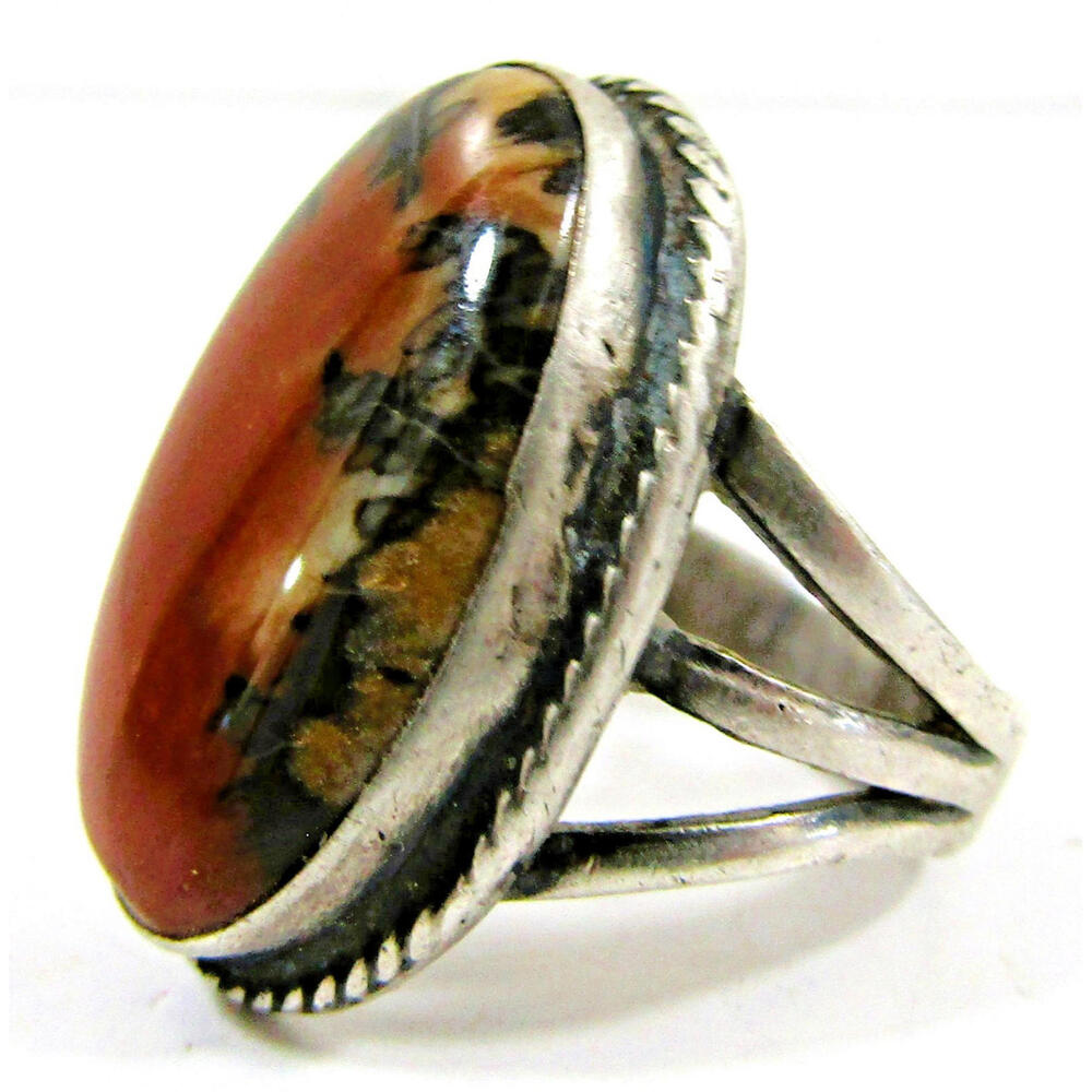Southwest Tribal Sterling Silver Agate Ring and Matching Earrings - Picture 10 of 16